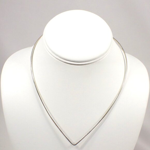 Mexico Jewelry - VTG 925 Sterling Silver Necklace 17in Solid Collar Choker Square Mexico 2mm 10g
